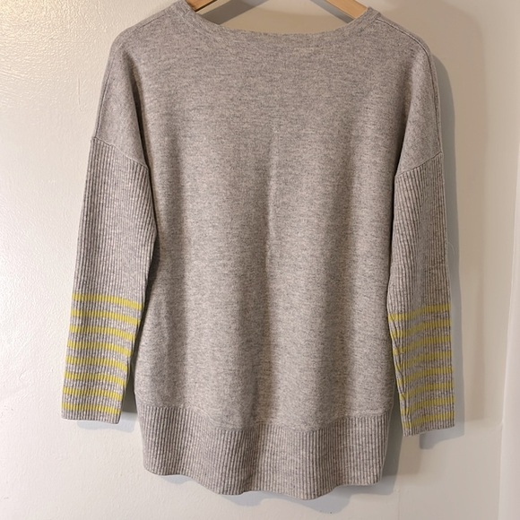 Pure Collection Scoop Neck 3/4 Sleeve Gray Lime Green Wool Cashmere Sweater Sz 6 - Picture 9 of 9